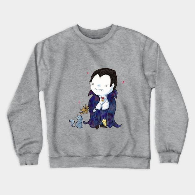 Dracula Loves Kittens Crewneck Sweatshirt by UntidyVenus